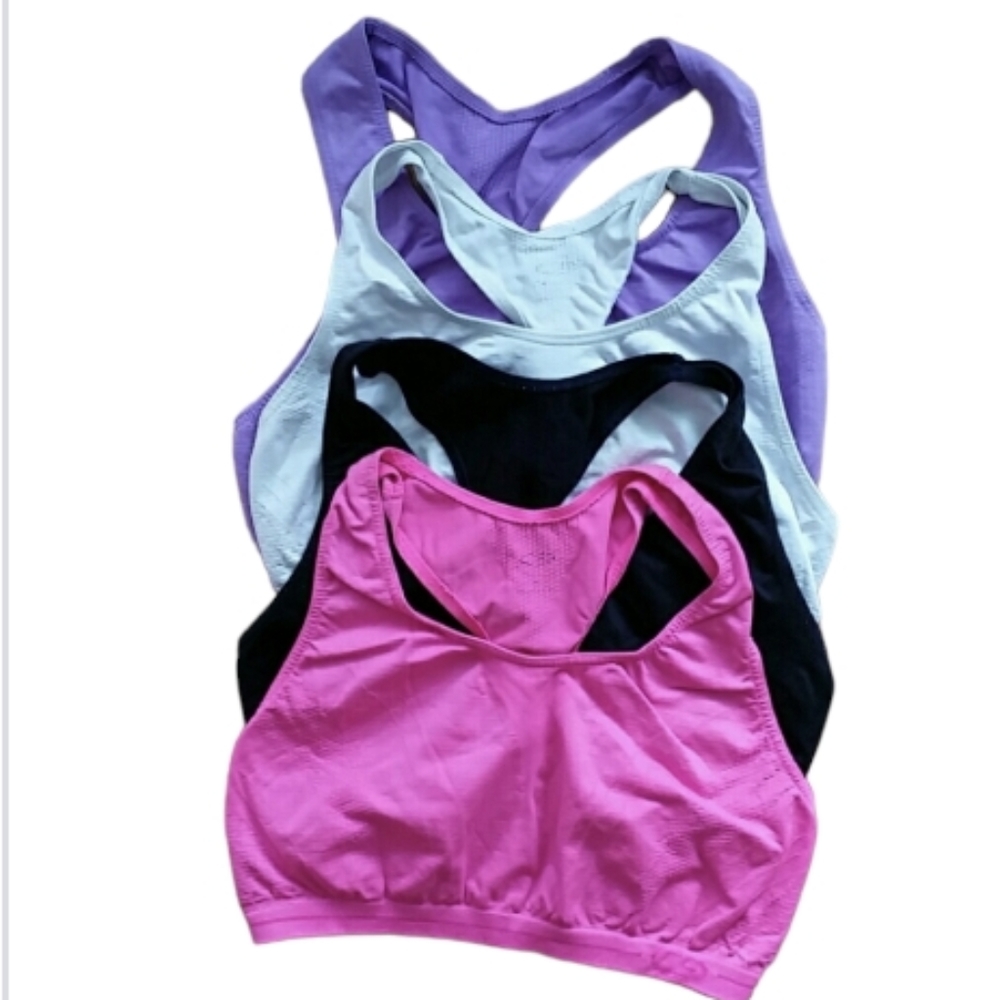 C9 by Champion Womans Sports Bras 4 Pack- Pink, Purple, White, Black Size Small